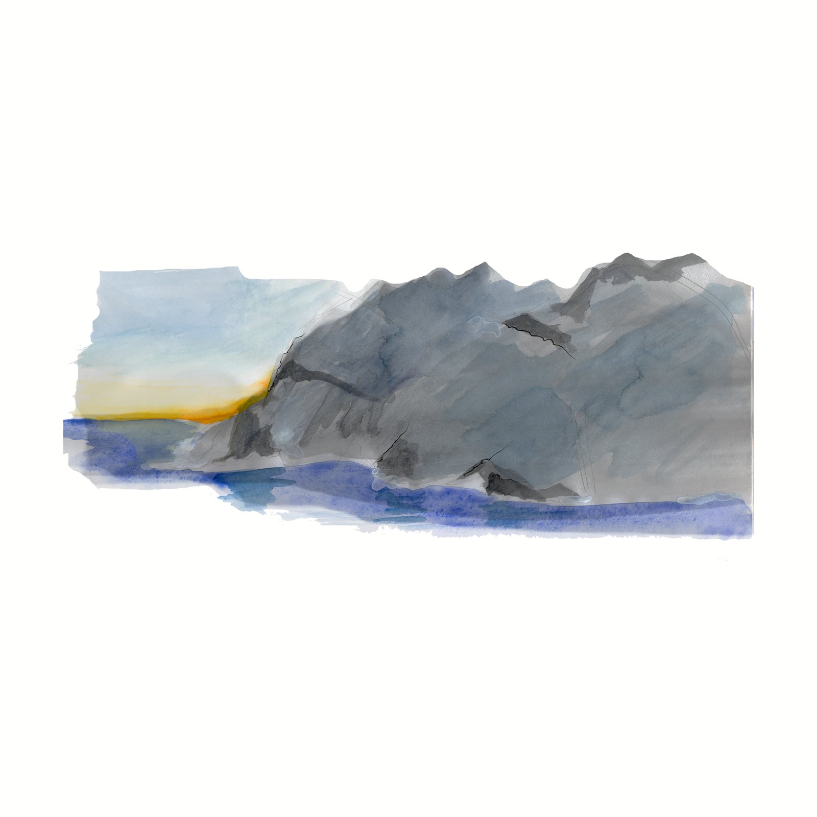 Artwork by Gina Mikel: Cliff at Sunset