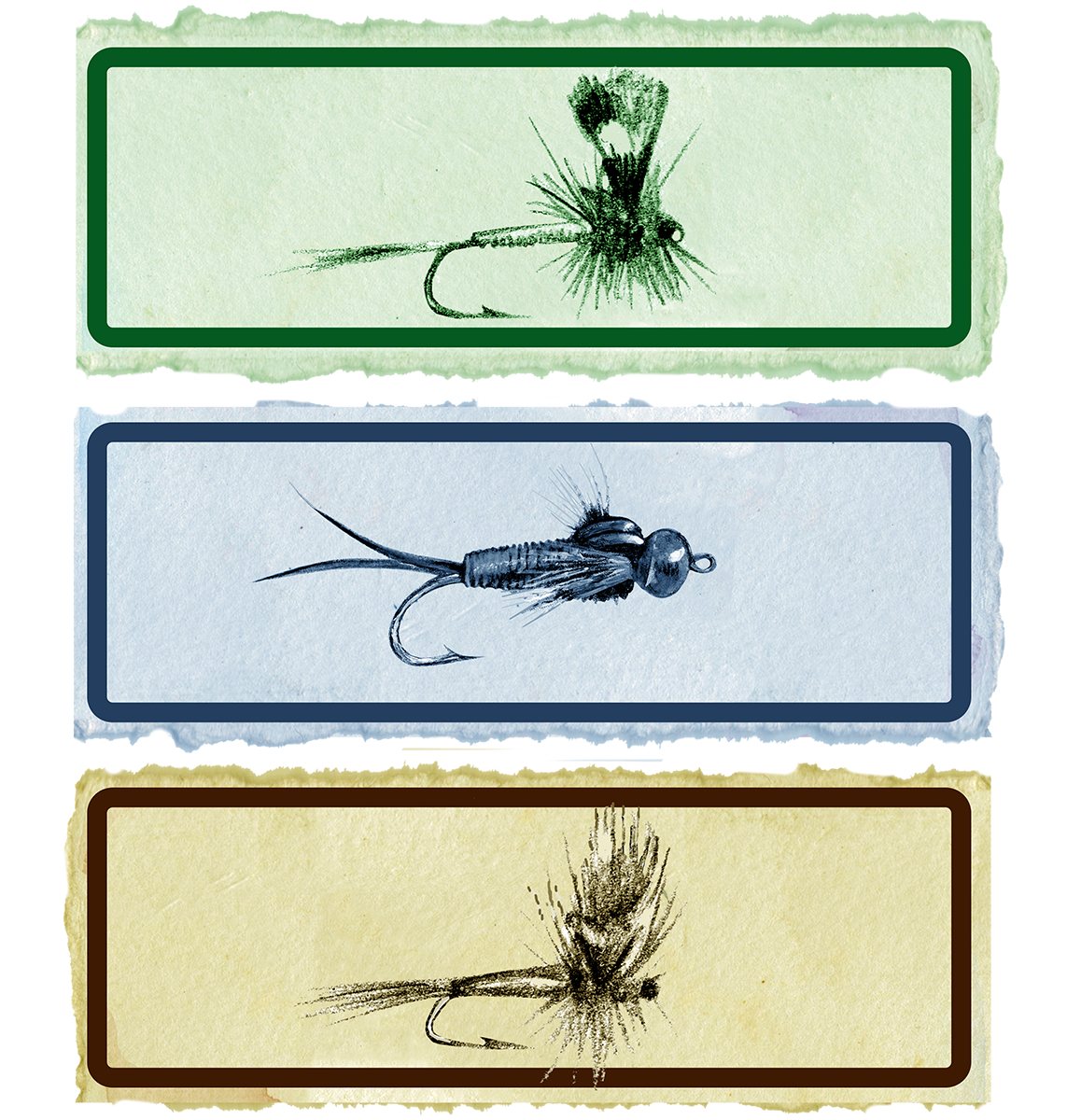 Artwork by Gina Mikel: Fishing Flies