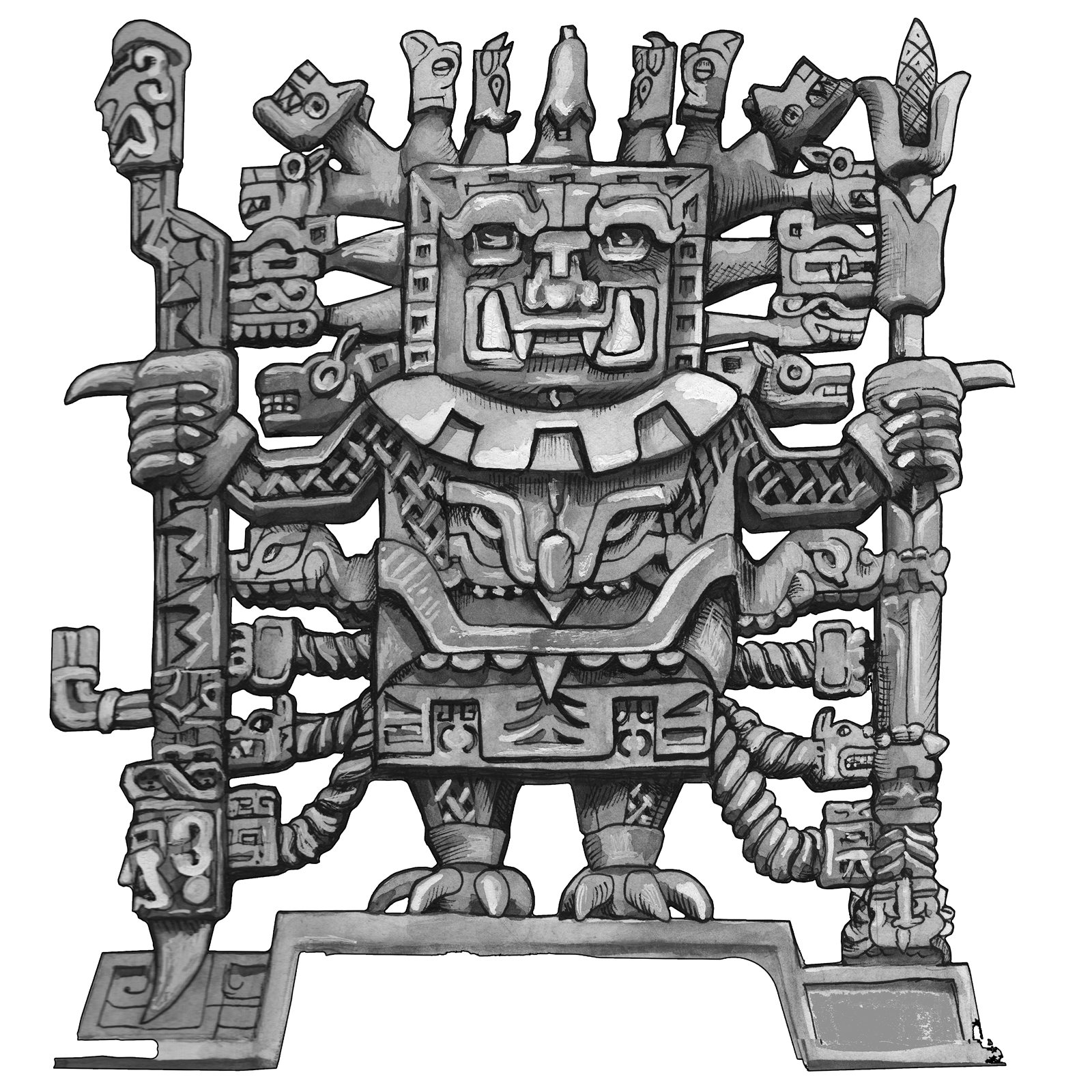 Artwork by Gina Mikel: Incan God - Realm of the Horn