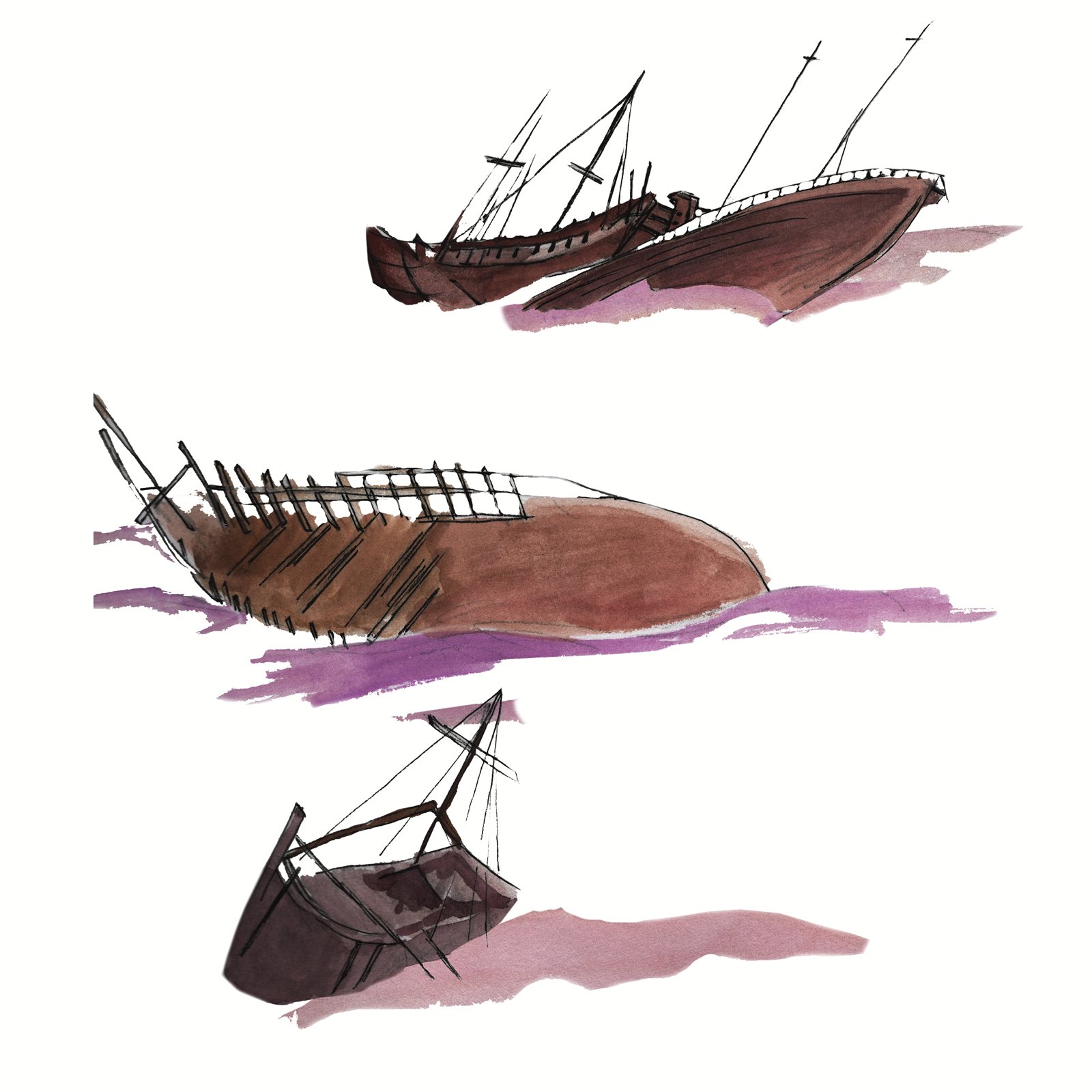 Artwork by Gina Mikel: Shipwrecks - Three