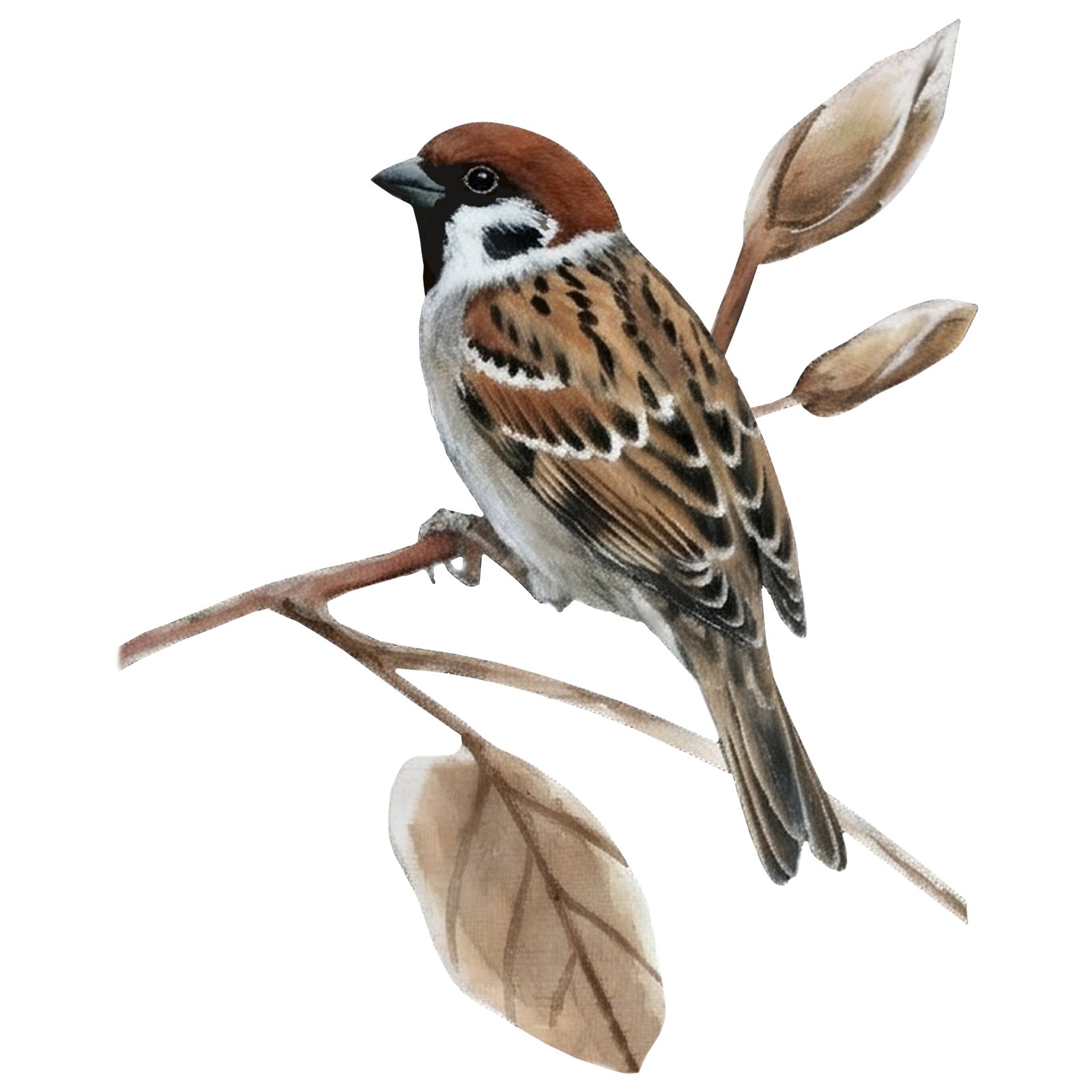 Artwork by Gina Mikel: Eurasian Tree Sparrow, Passer montanus