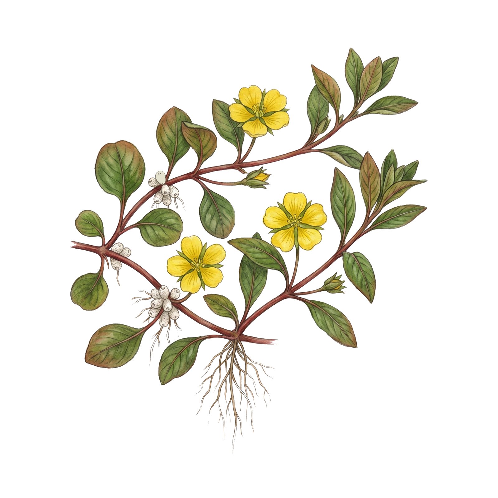 Artwork by Gina Mikel: Creeping Water Primrose, Ludwigia peploides