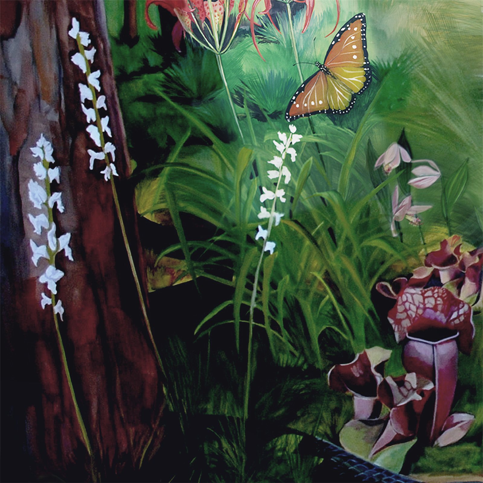 Artwork by Gina Mikel: Ladies' Tresses Orchid - Freshwater Mural, Spiranthes