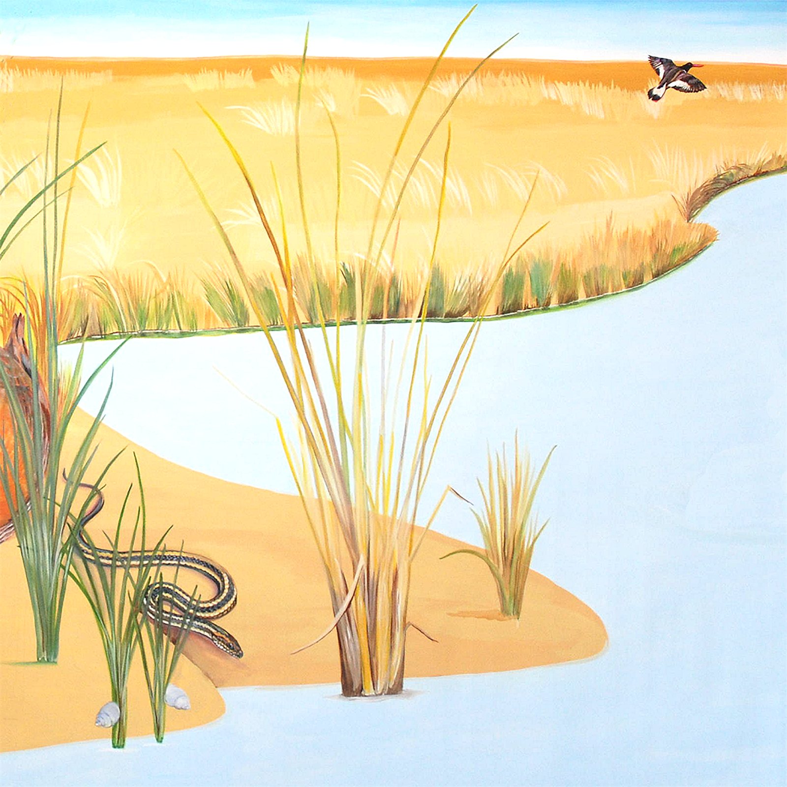 Artwork by Gina Mikel: Smooth Cordgrass - Saltwater Mural, Spartina alterniflora