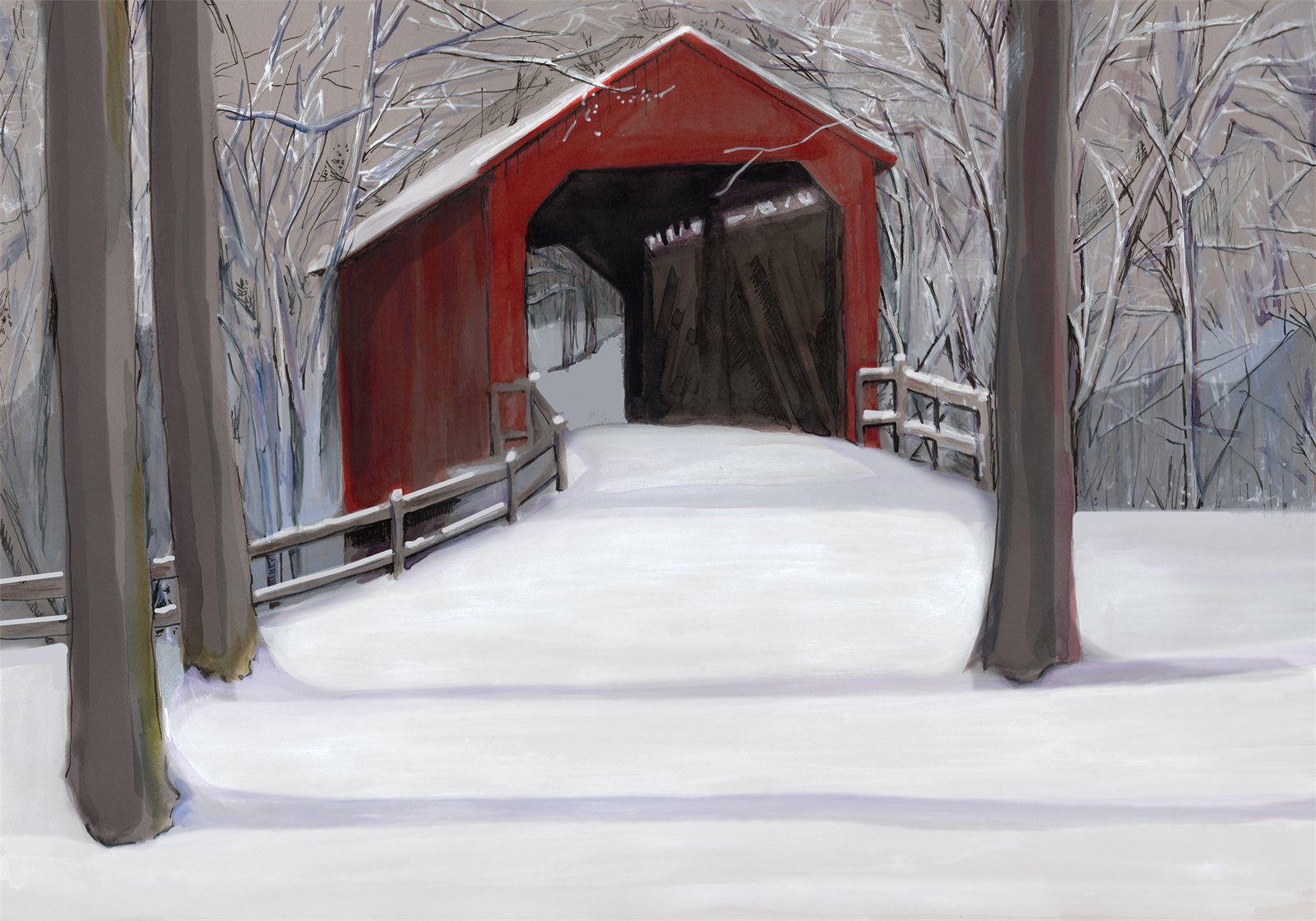 Artwork by Gina Mikel: Sandy Creek Covered Bridge