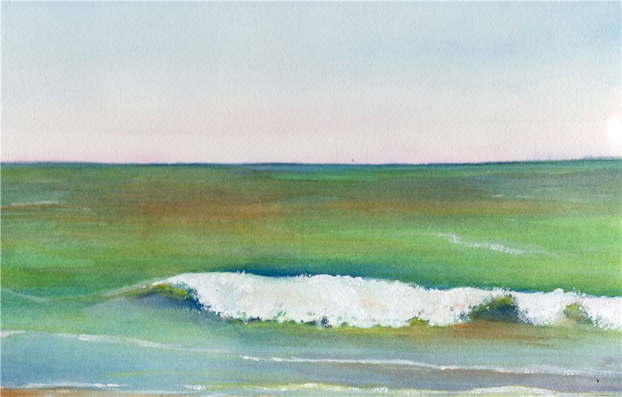 Florida beach, watercolor landscape by Gina Mikel