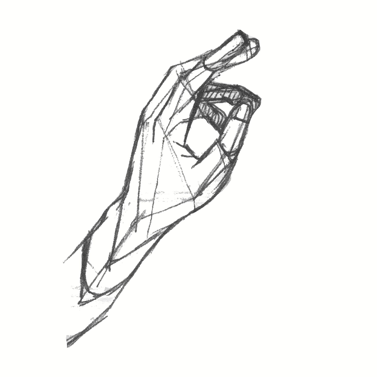Artwork by Gina Mikel: Hand - Sketch with Angles - 1988