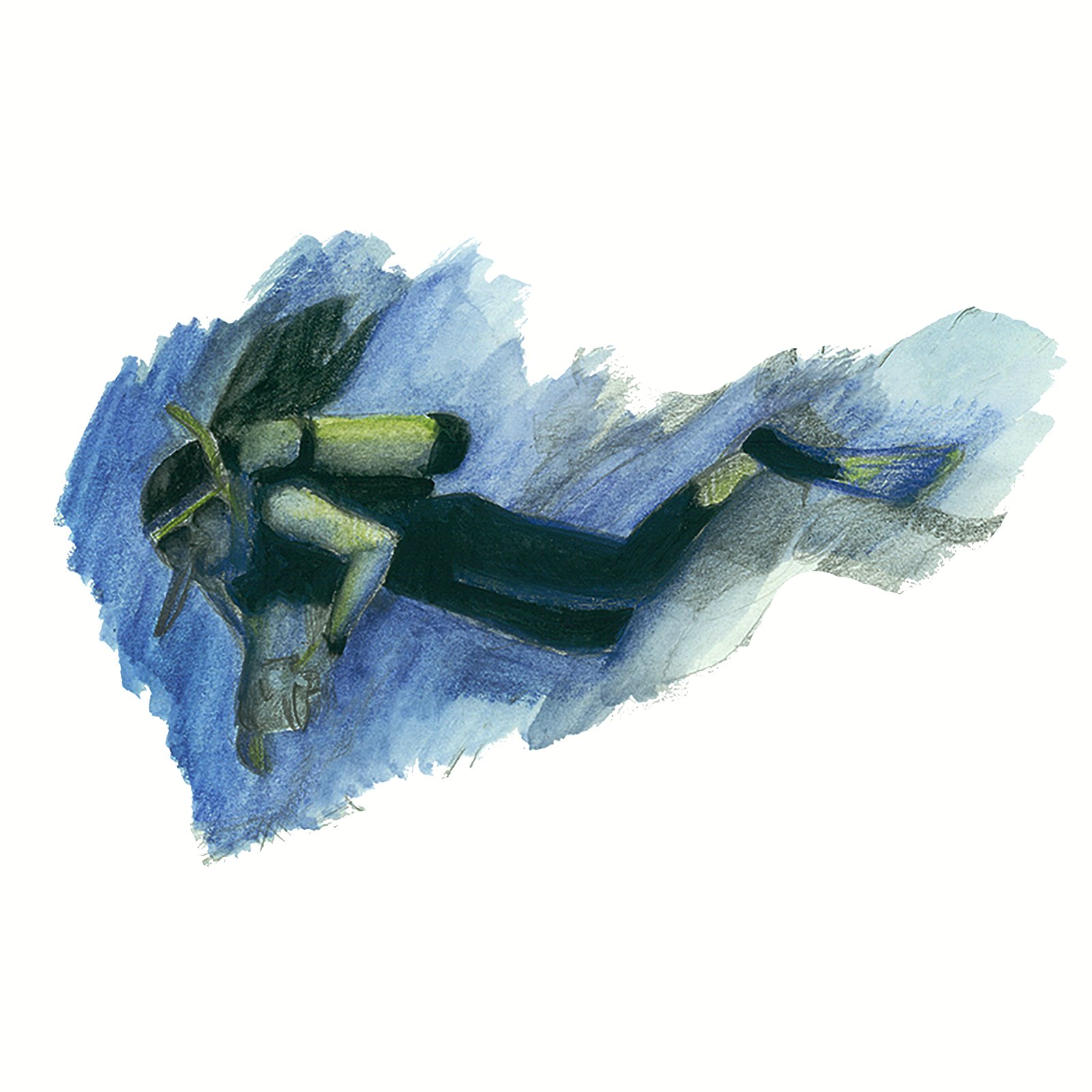 Artwork by Gina Mikel: Scuba Diver