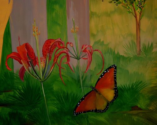 freshwater-mural-bottom-detail-prelim-butterfly-daylilies-scaled